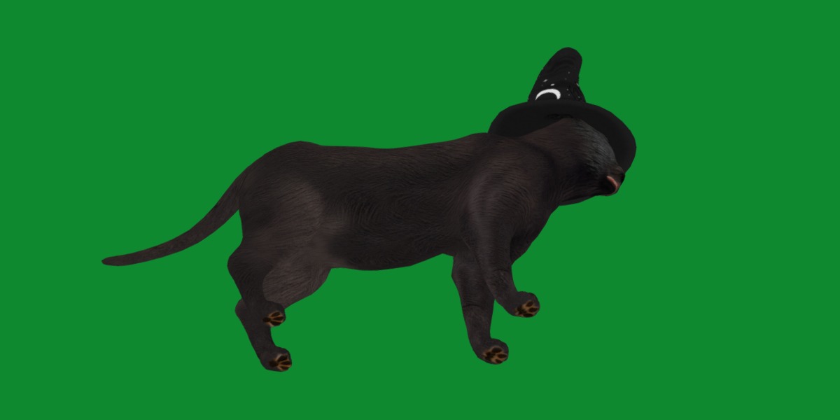 Halloween Black Cat Low-poly 3D model_19