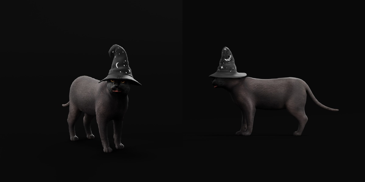 Halloween Black Cat Low-poly 3D model_30