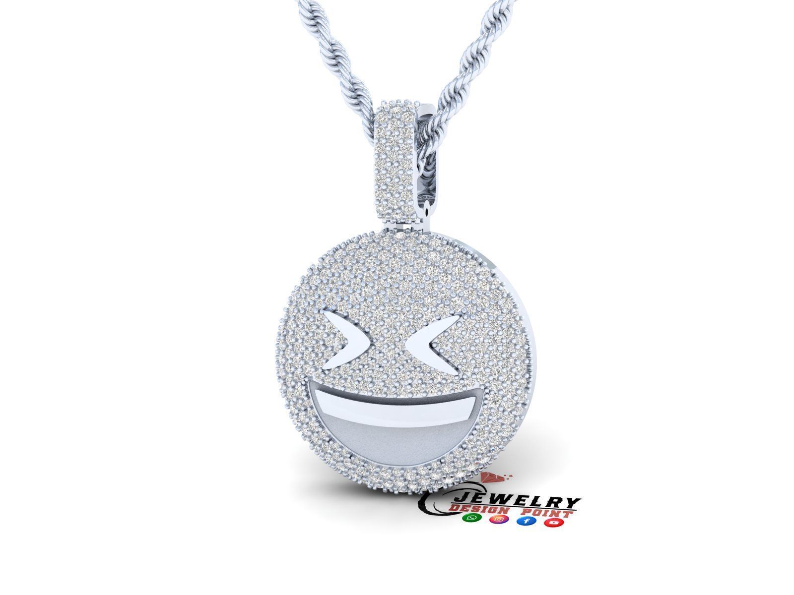 Custom Grinning Squinting Face Emoji Pendant - Emoji Pendnat 3D print model_2