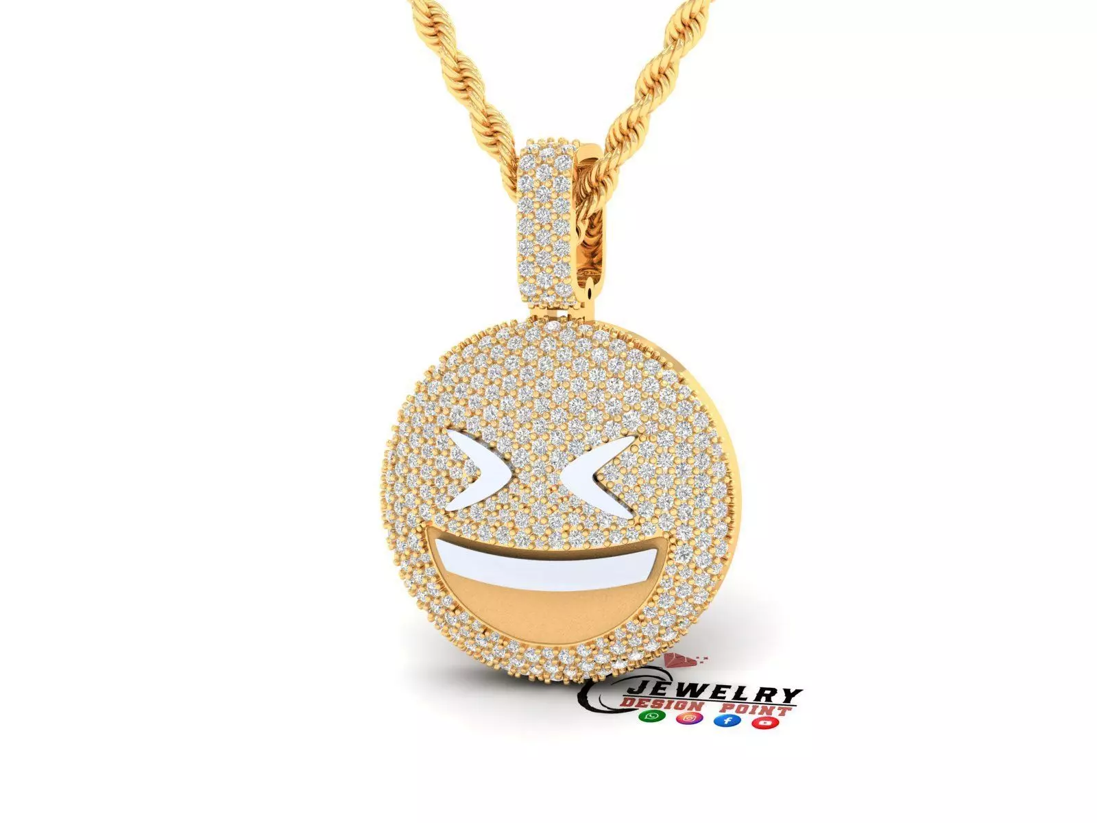 Custom Grinning Squinting Face Emoji Pendant - Emoji Pendnat 3D print model_0