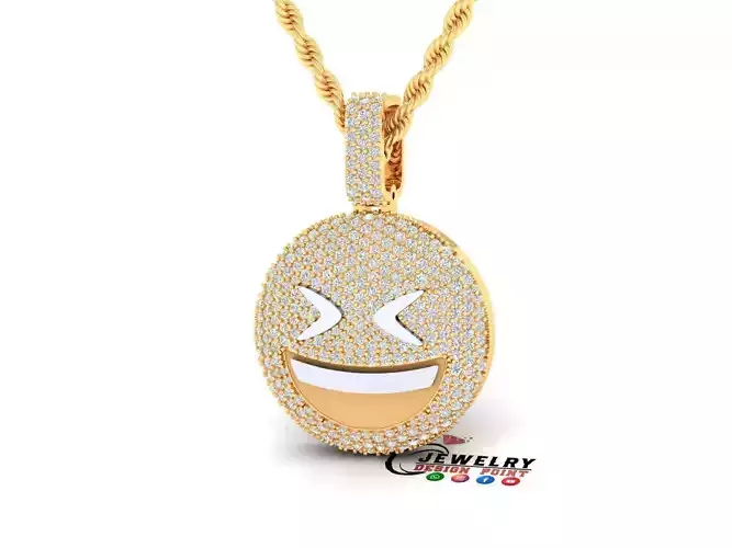Custom Grinning Squinting Face Emoji Pendant - Emoji Pendnat