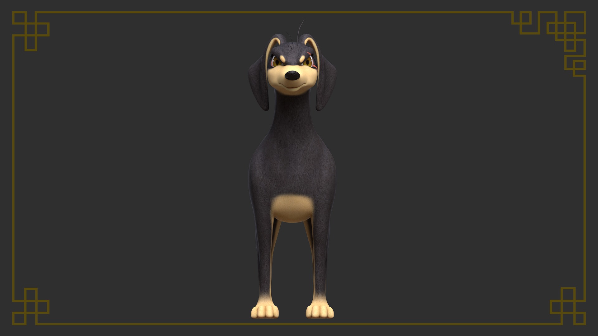 Rigged Cartoon Dog 3D model_1
