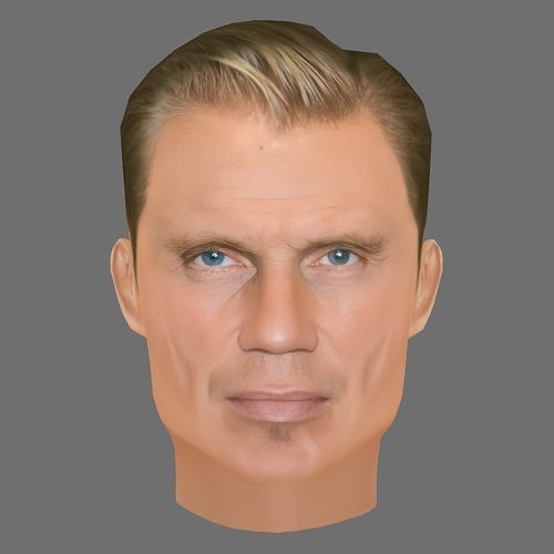 Dolph Lundgren Head - Low poly head for game Low-poly 3D model