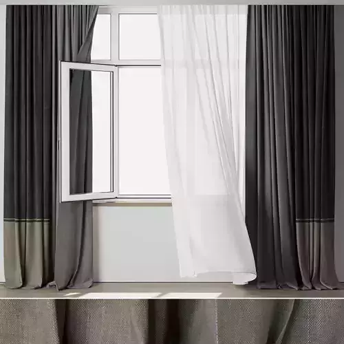 curtains when open window 001 Low-poly 3D model