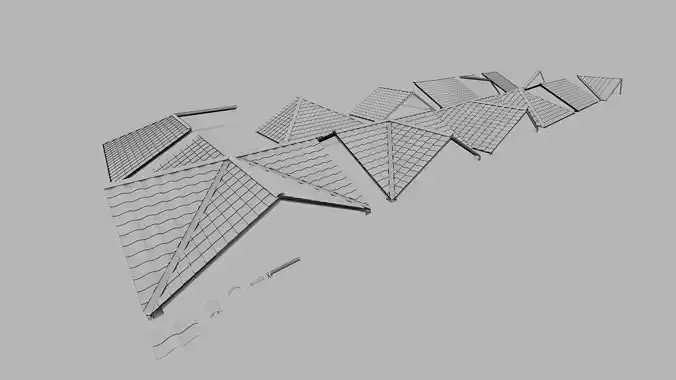 Low-poly modular roof kit pack