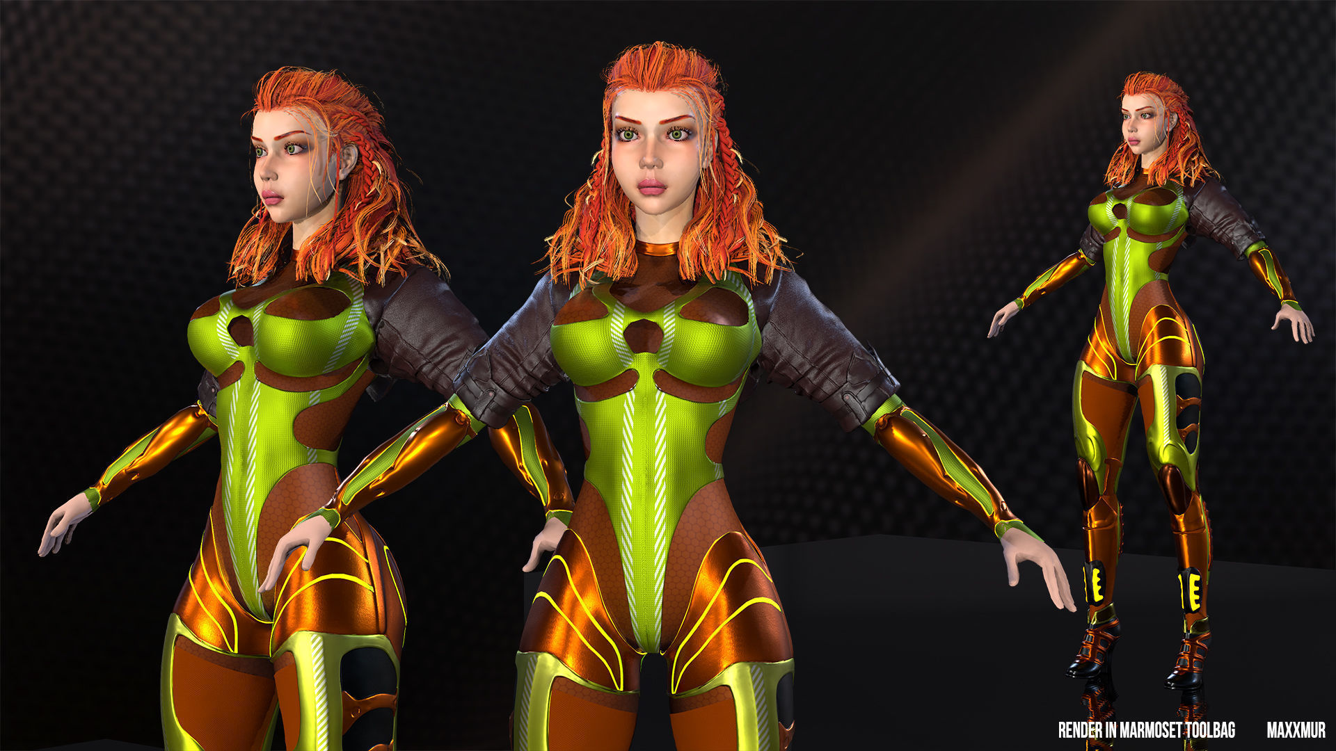 Low-poly gameready woman redhead character HORRIZON Low-poly 3D model_2
