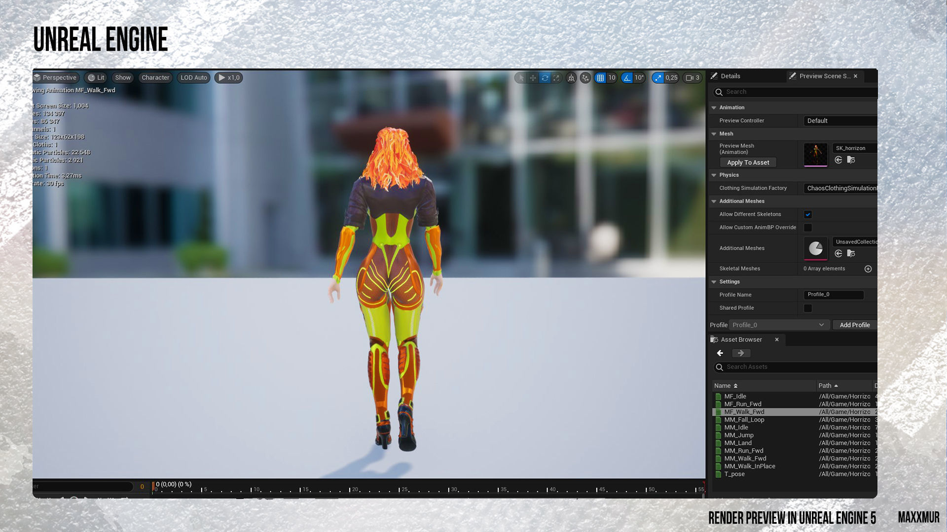 Low-poly gameready woman redhead character HORRIZON Low-poly 3D model_16