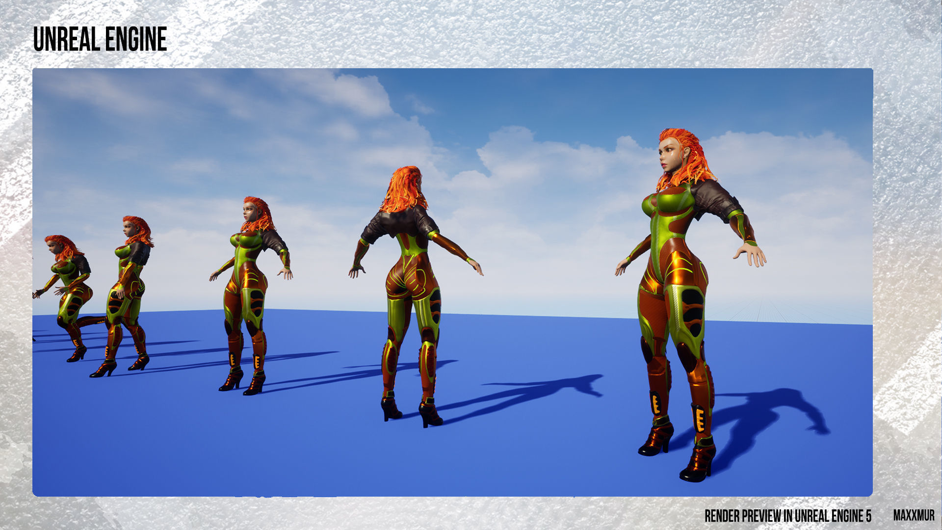 Low-poly gameready woman redhead character HORRIZON Low-poly 3D model_9