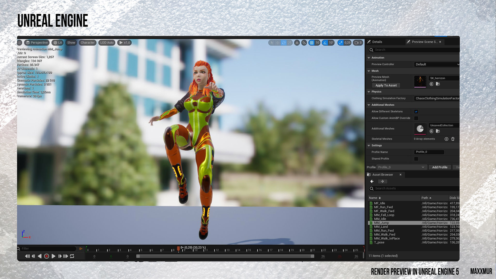Low-poly gameready woman redhead character HORRIZON Low-poly 3D model_18