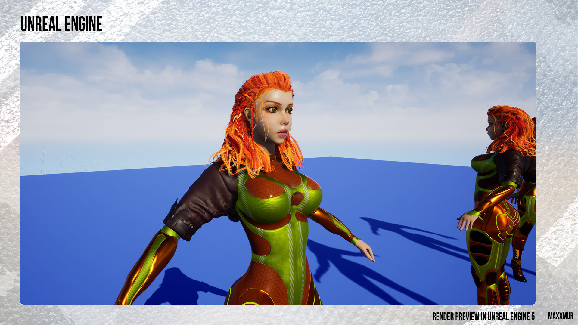 Low-poly gameready woman redhead character HORRIZON Low-poly 3D model_14