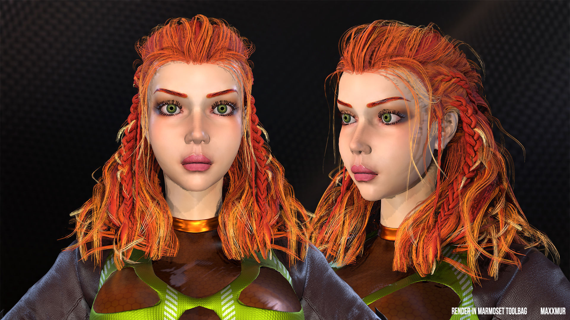 Low-poly gameready woman redhead character HORRIZON Low-poly 3D model_6
