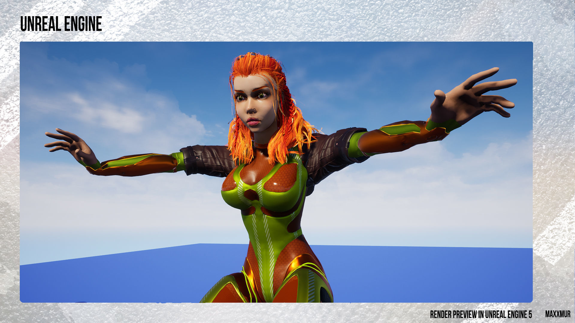 Low-poly gameready woman redhead character HORRIZON Low-poly 3D model_12