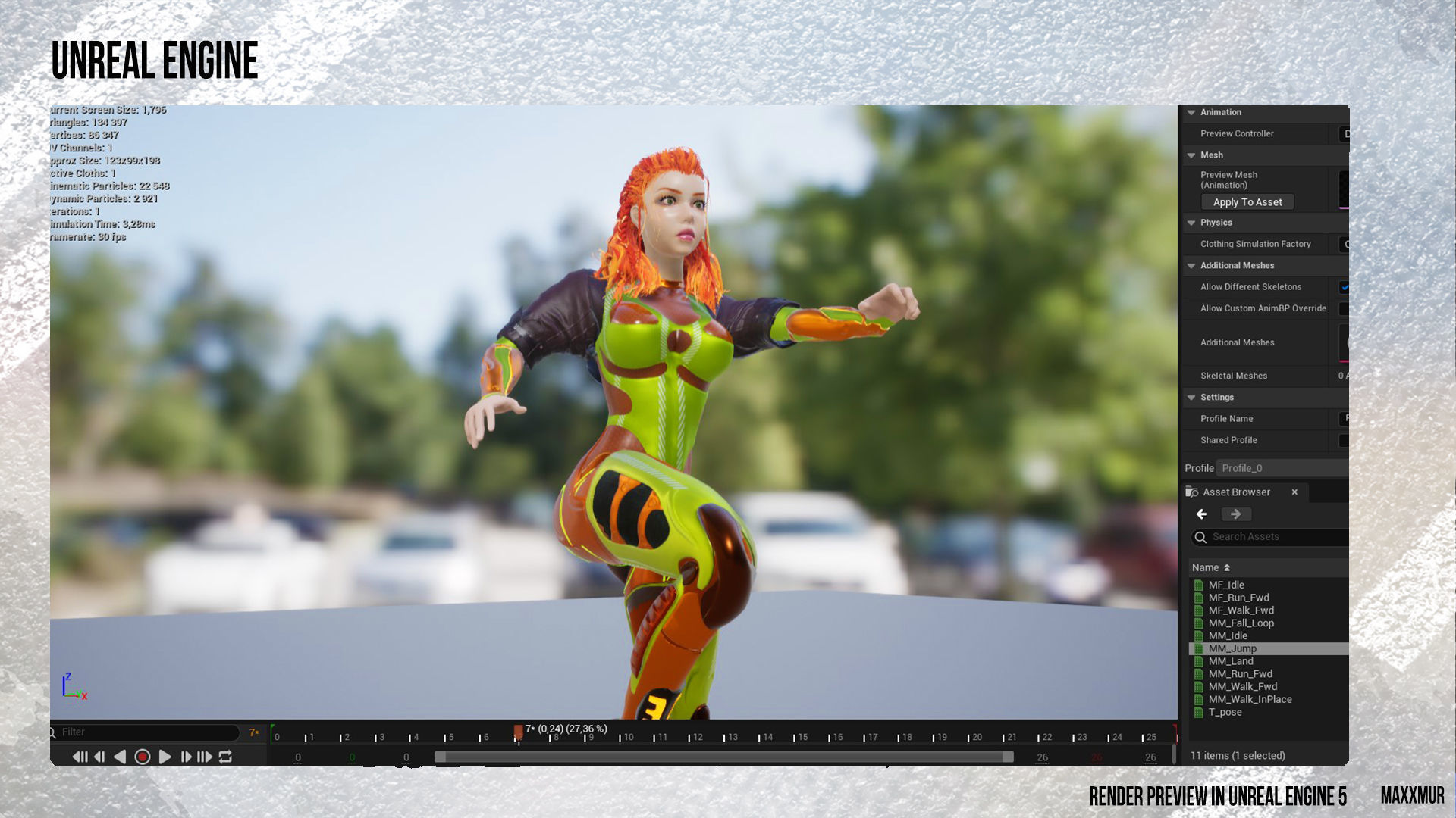 Low-poly gameready woman redhead character HORRIZON Low-poly 3D model_17