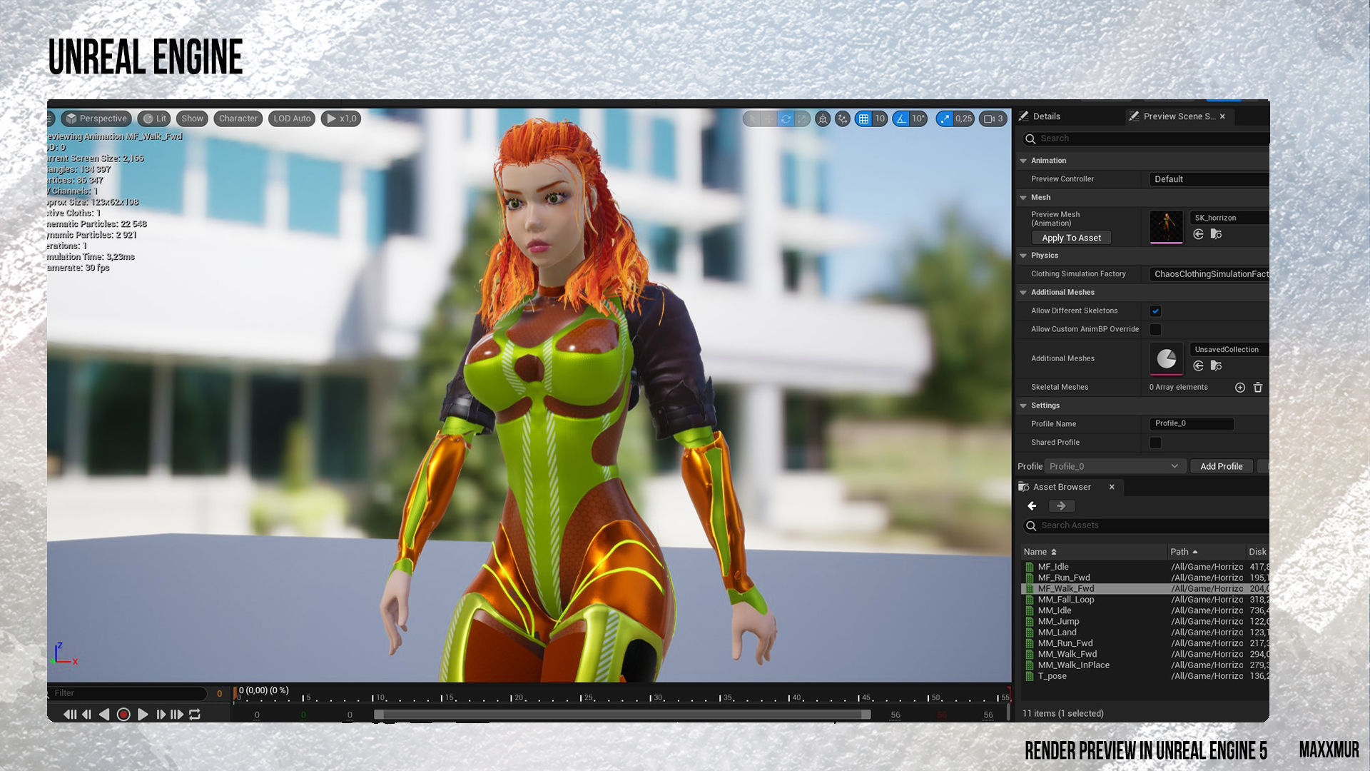 Low-poly gameready woman redhead character HORRIZON Low-poly 3D model_15