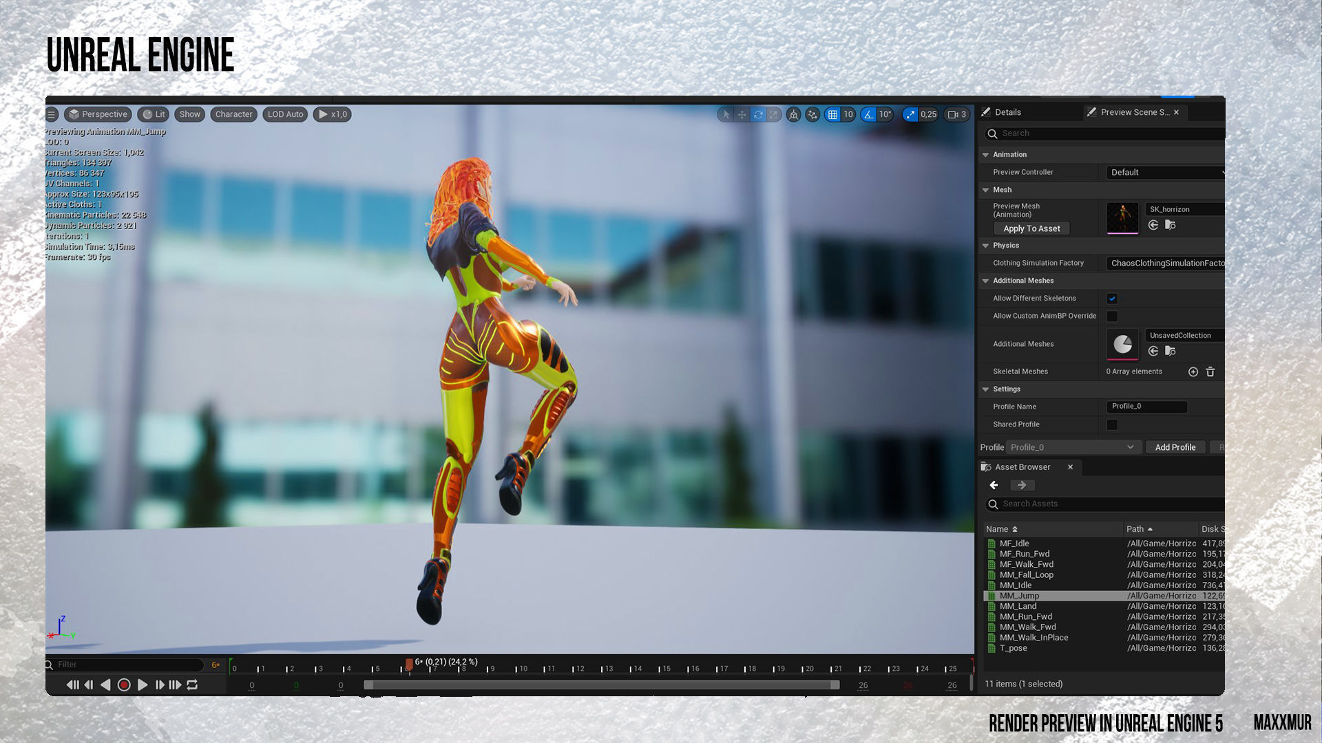 Low-poly gameready woman redhead character HORRIZON Low-poly 3D model_20