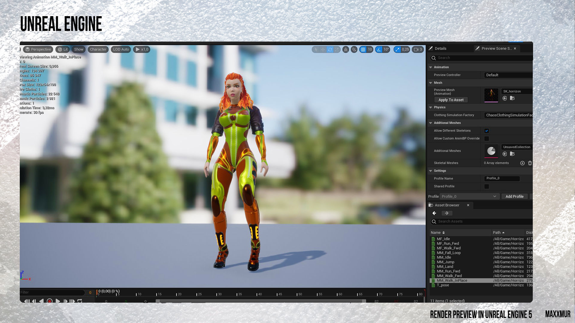 Low-poly gameready woman redhead character HORRIZON Low-poly 3D model_21