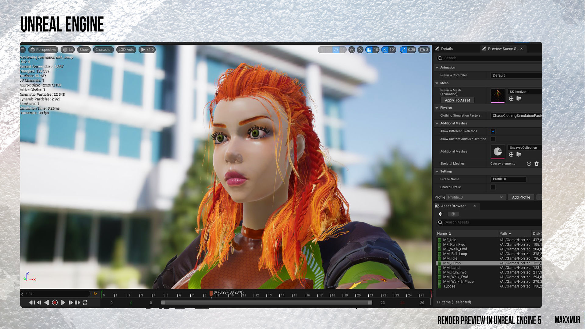 Low-poly gameready woman redhead character HORRIZON Low-poly 3D model_19