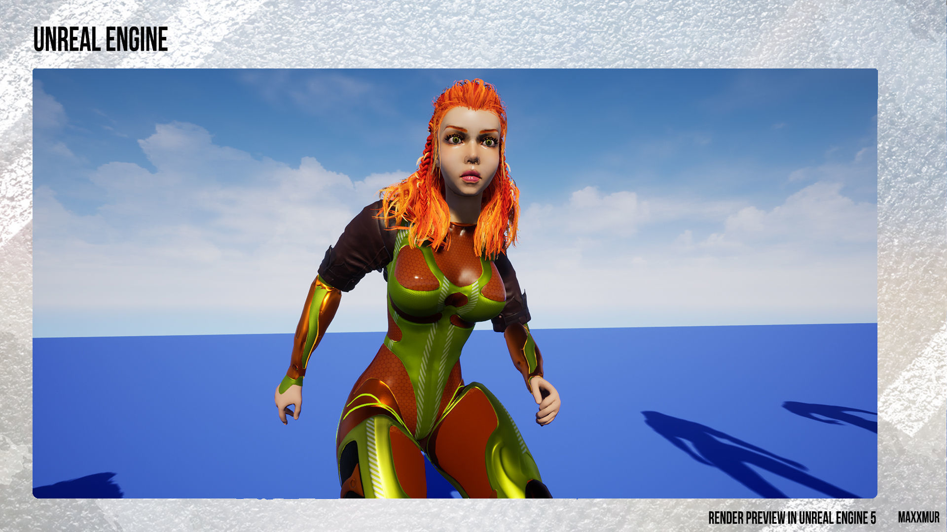 Low-poly gameready woman redhead character HORRIZON Low-poly 3D model_10