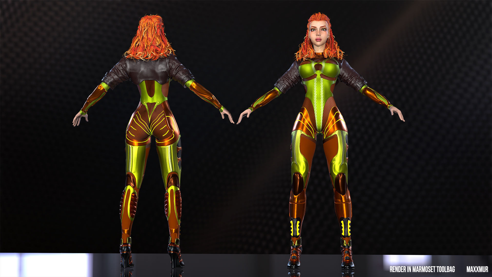 Low-poly gameready woman redhead character HORRIZON Low-poly 3D model_4