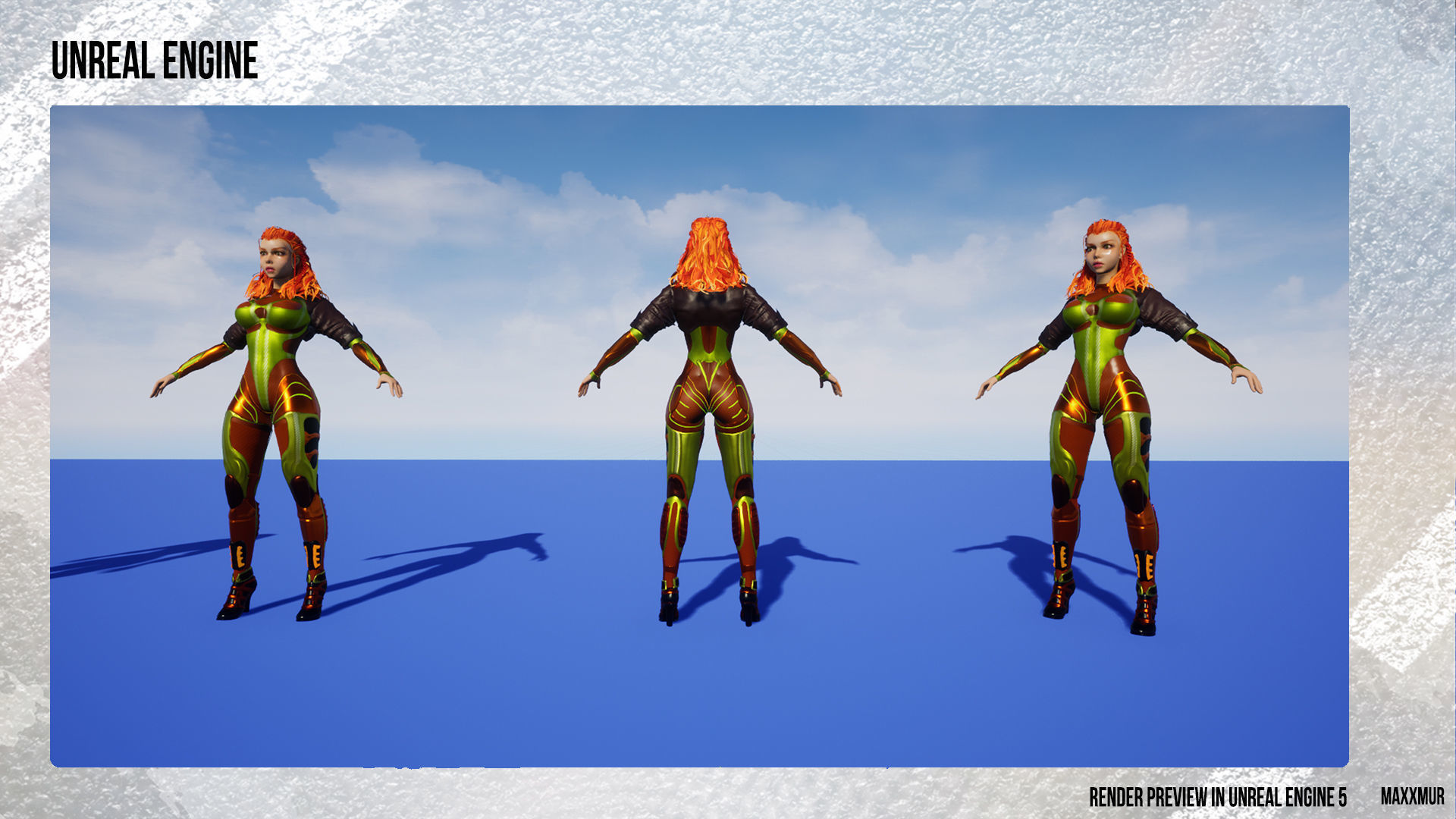 Low-poly gameready woman redhead character HORRIZON Low-poly 3D model_13