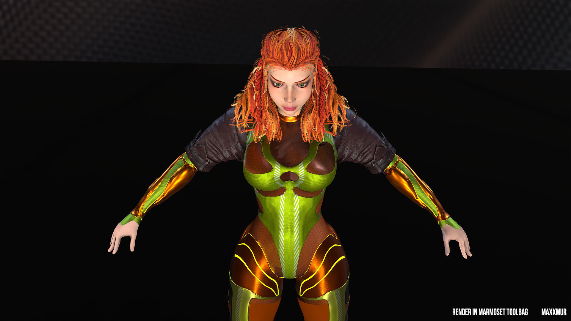Low-poly gameready woman redhead character HORRIZON Low-poly 3D model_7