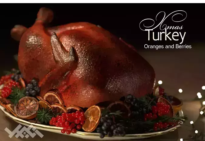 Turkey Oranges and Berries Low-poly 3D model