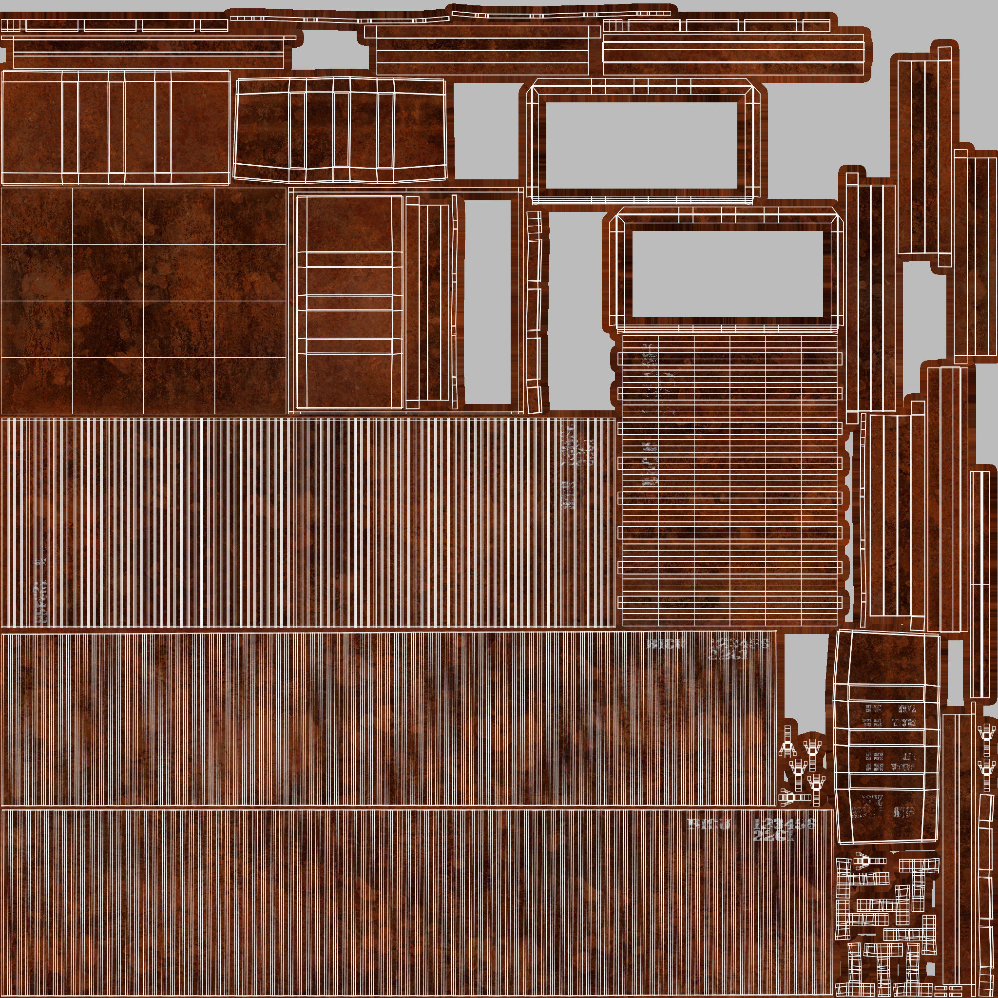 20Ft Cargo Container - Black - Rusted 3D model_17