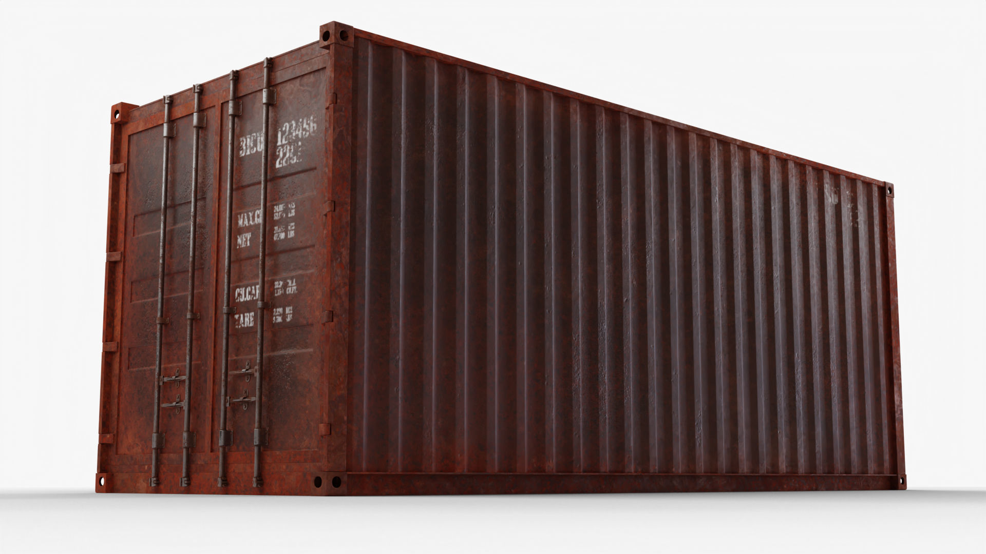 20Ft Cargo Container - Black - Rusted 3D model_3