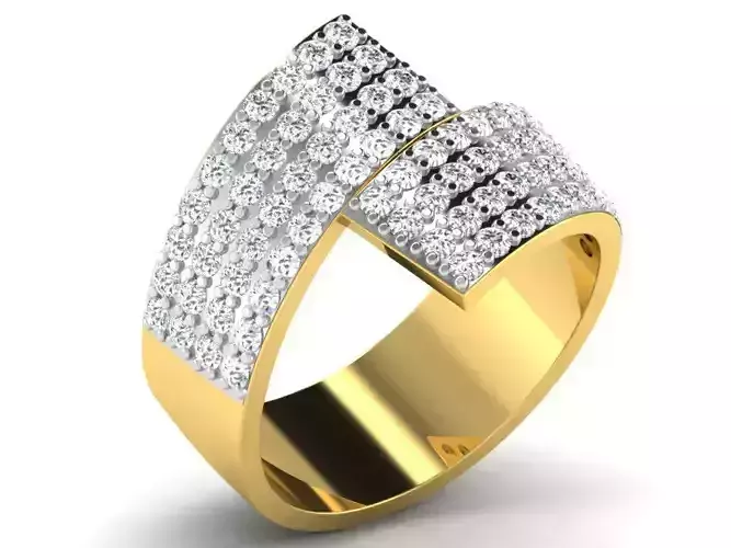 Light Weight Yellow Gold Diamond Ring DR-5739