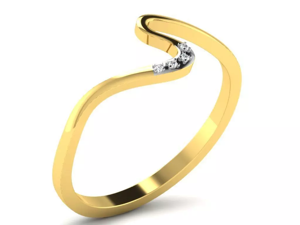 Light Weight Yellow Gold Diamond Ring DR-5743 3D print model_0
