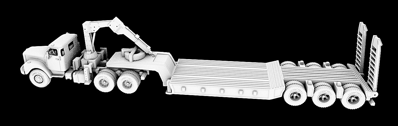 SCANIA 110 plus munck board trailer 3D print model_1