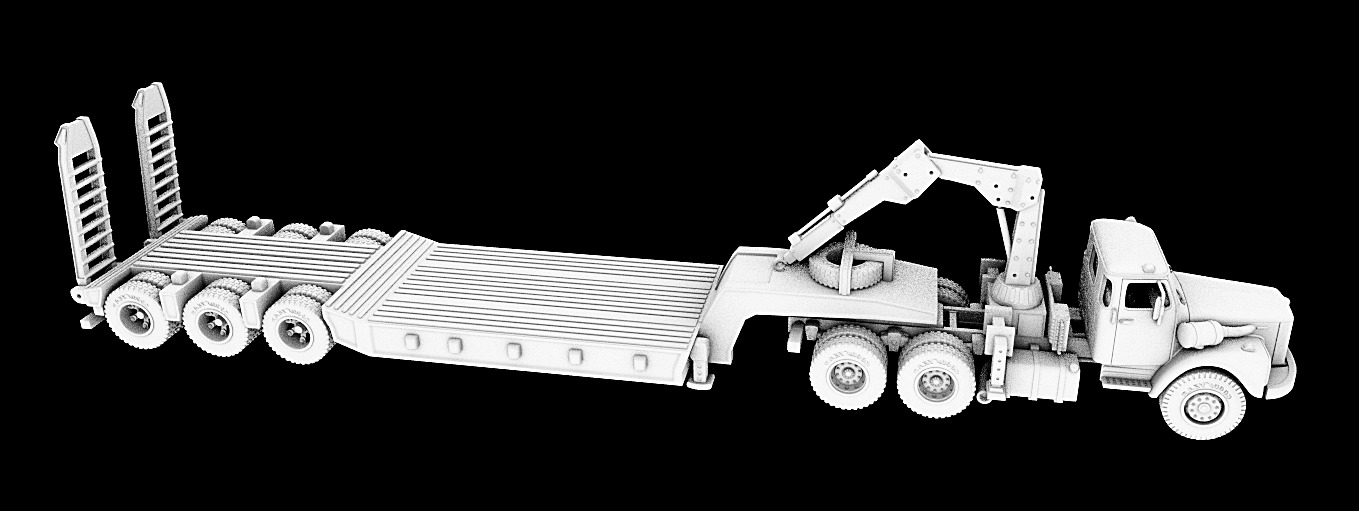 SCANIA 110 plus munck board trailer 3D print model_2