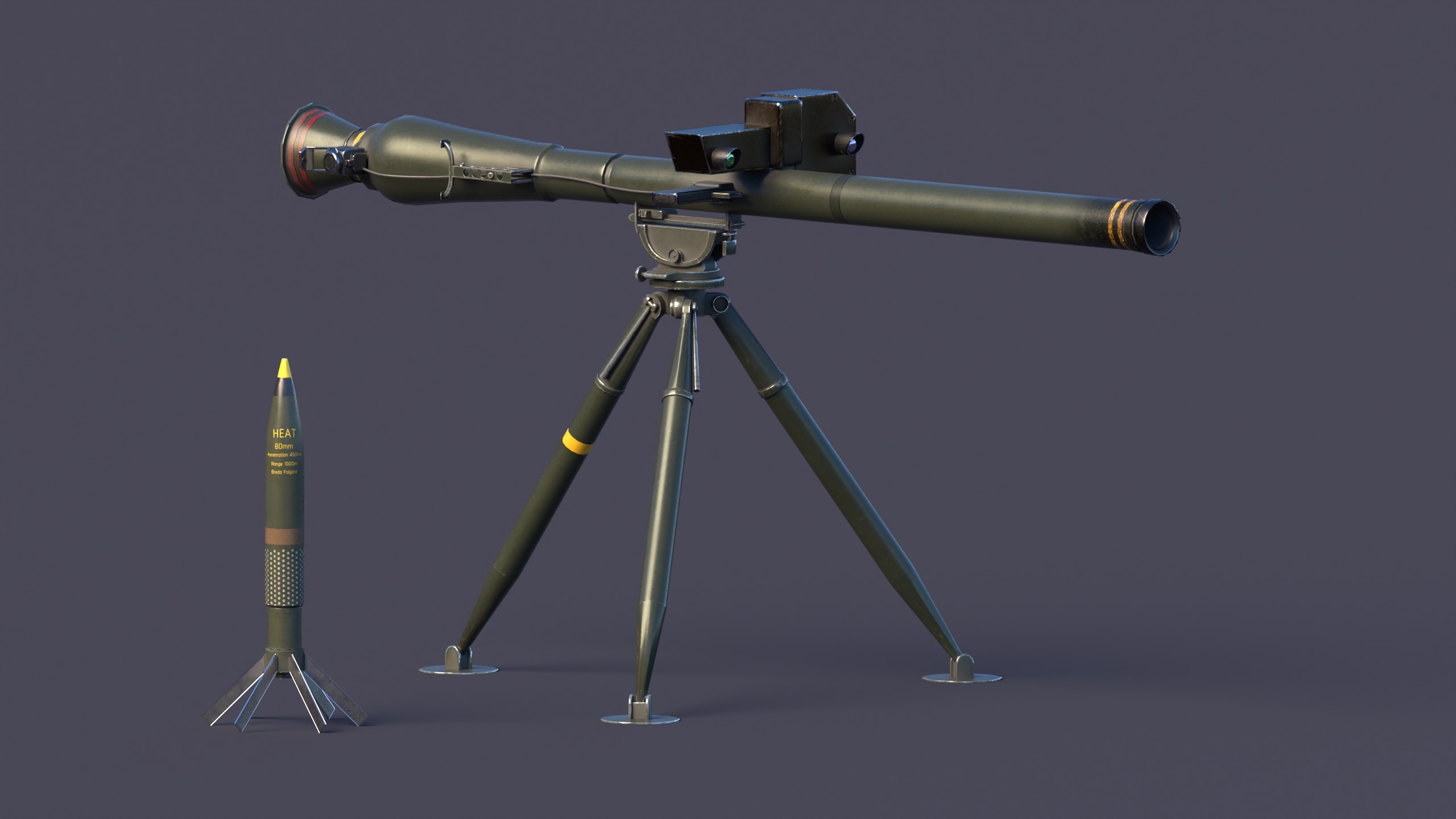Breda Folgore 80 ATGM Italy  Low-poly 3D model_3