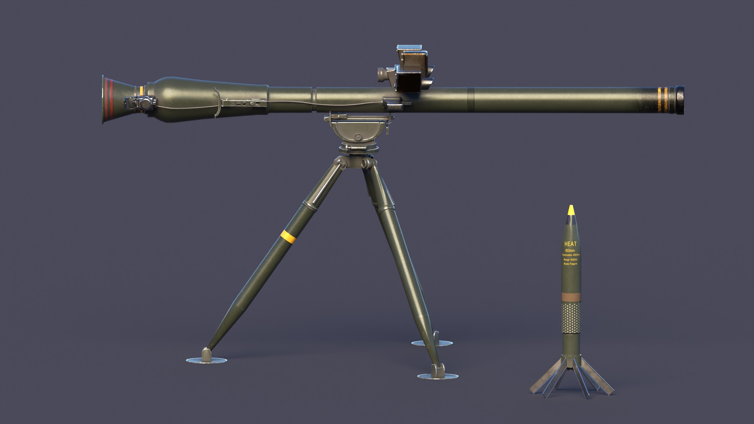 Breda Folgore 80 ATGM Italy  Low-poly 3D model_4