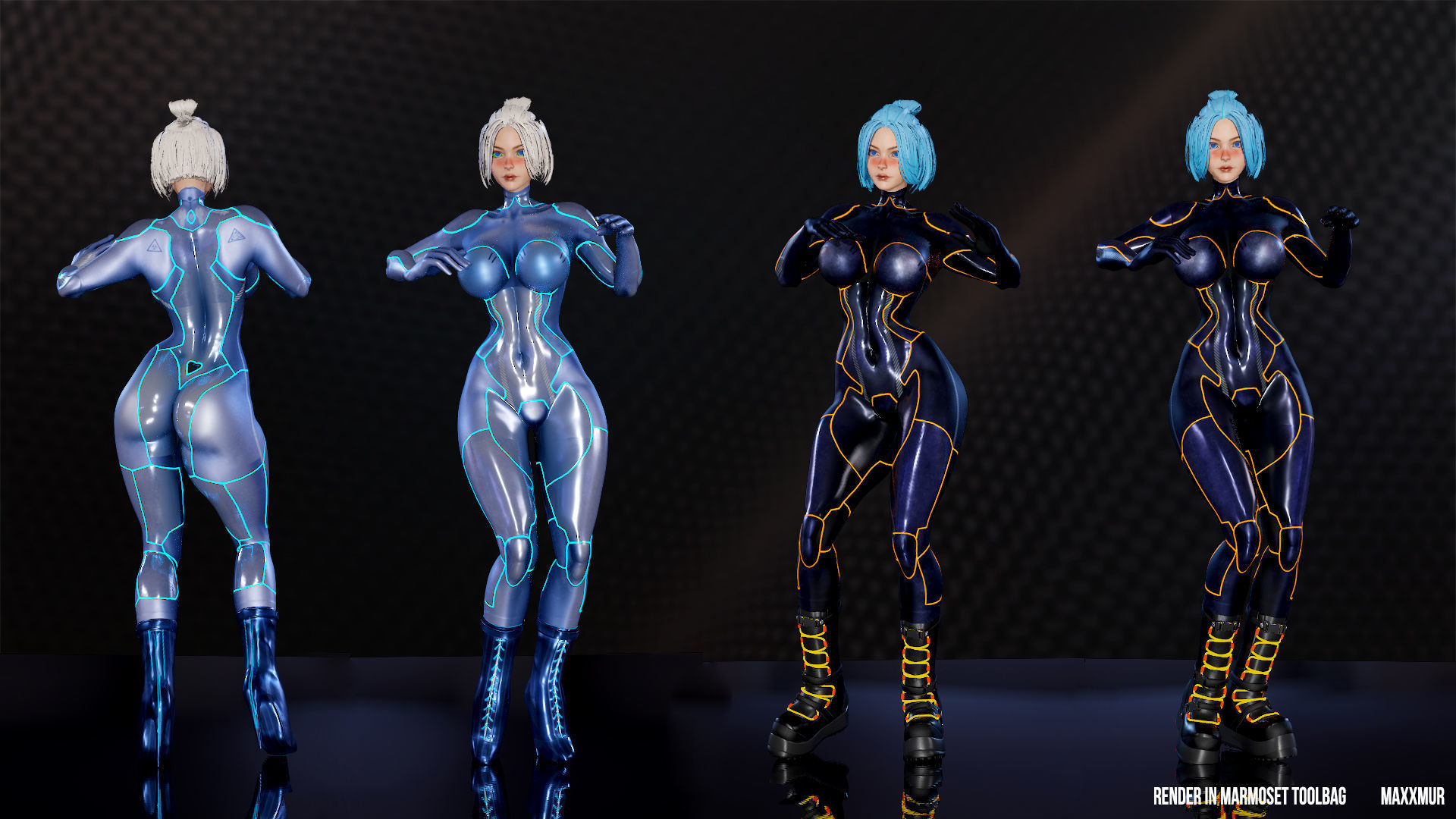 Gameready womans characters SweetBun Super Bun mini pack Low-poly 3D model_37