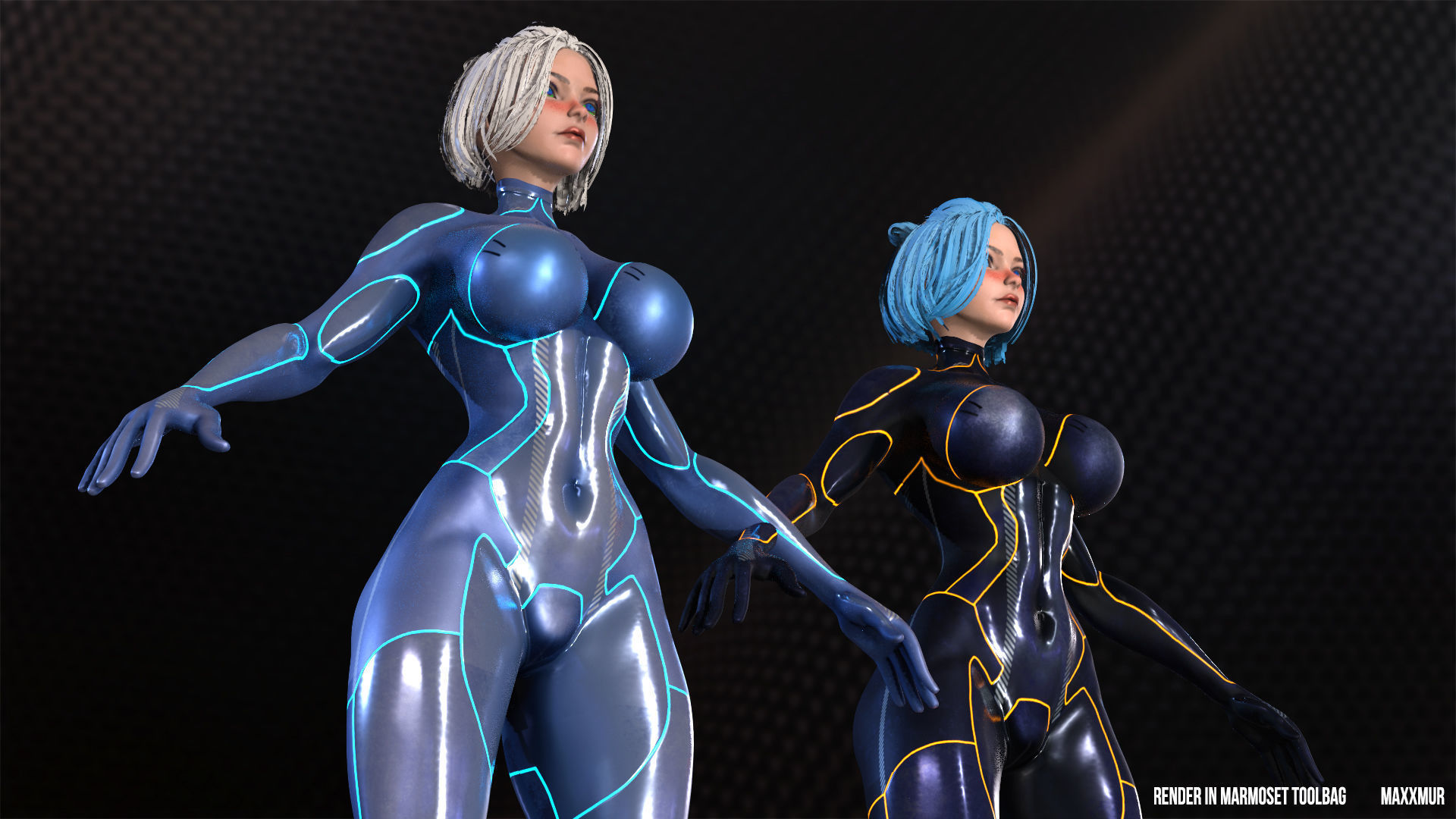 Gameready womans characters SweetBun Super Bun mini pack Low-poly 3D model_7