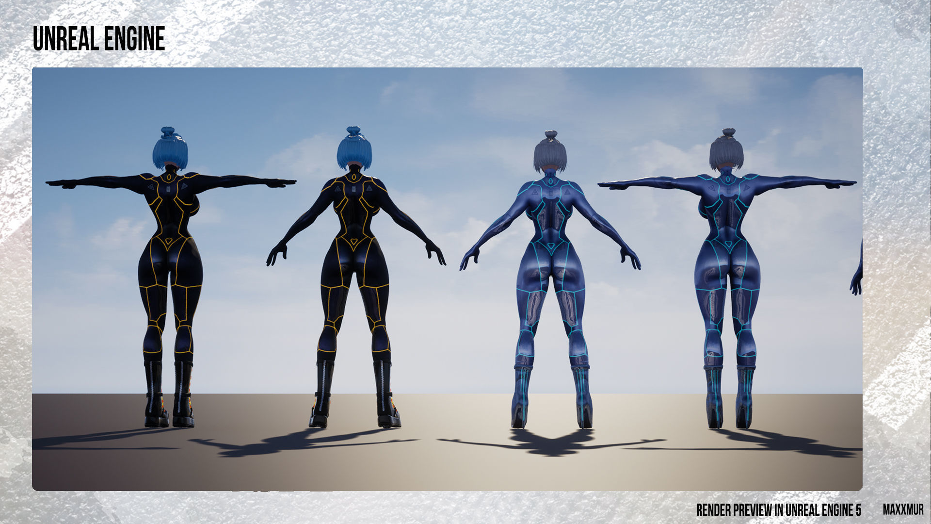 Gameready womans characters SweetBun Super Bun mini pack Low-poly 3D model_14