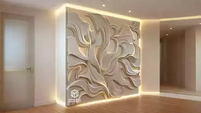 modern panel wall decor set wall relief mural CNC 88 3D model