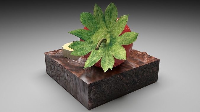 Brownie With Banana and Strawberries 3D model 3