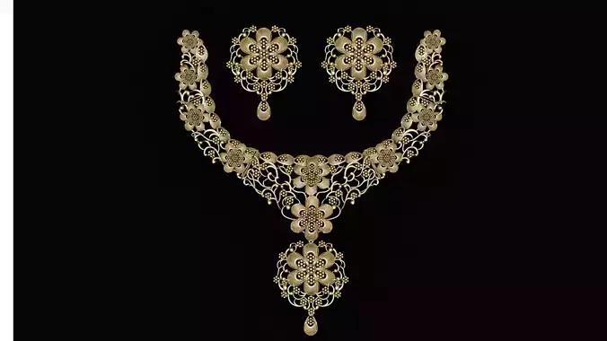fancy bridal nacklace set 3d printable model