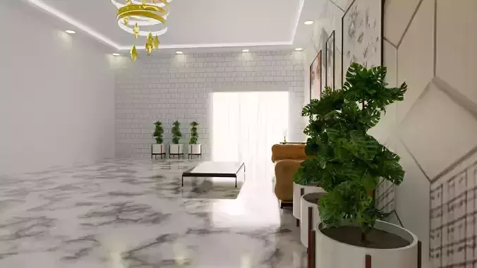 Modern Living Room 3D Model Realistic Interior Design