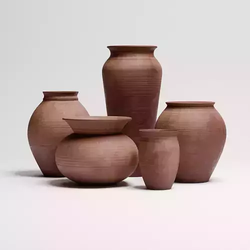 Terracotta Pots 01 Low-poly 3D model