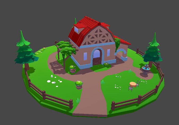 Stylized House  Low-poly 3D model