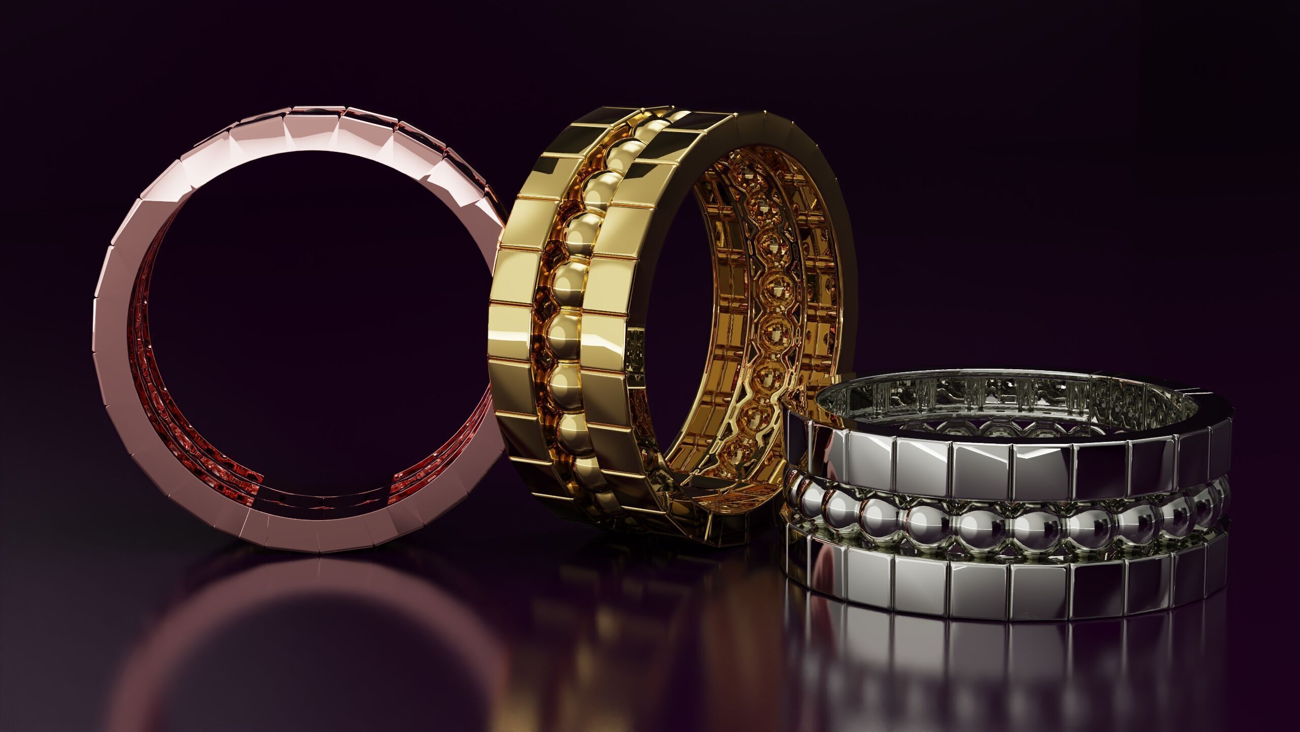 bead and cube Ring Free 3D print model_3