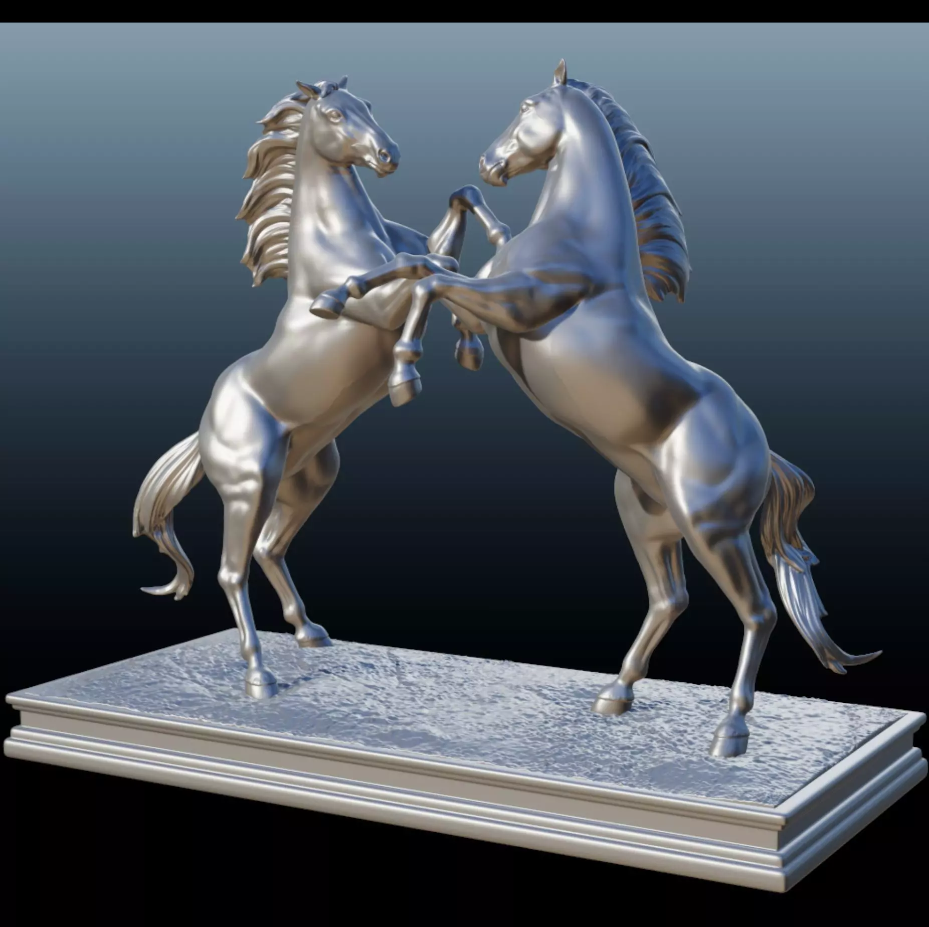 Horses fighting 3D print model