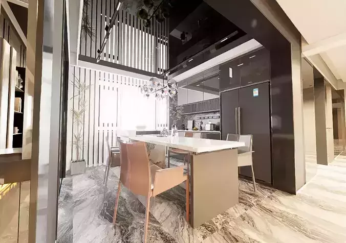 Living Dining  Kitchen and toilet  | 3D model - 3D model önizlemesi