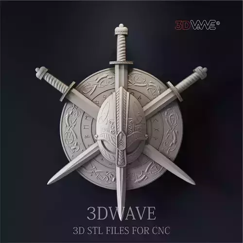 SHIELD SWORDS AND HELMET 3d stl files for CNC
