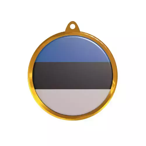 Estonia Flag Golden Medal Badge 3D model