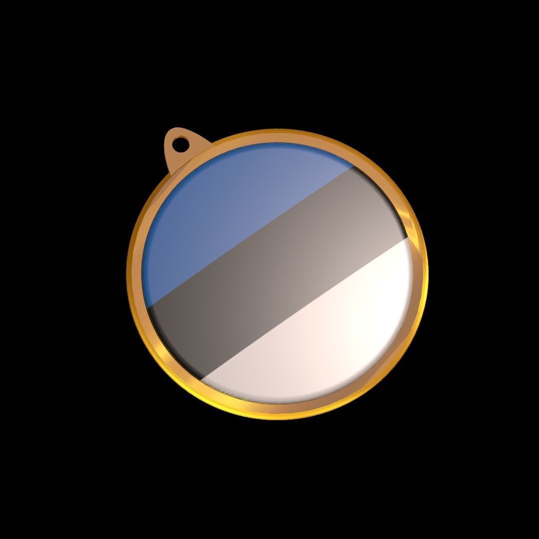 Estonia Flag Golden Medal Badge 3D model_14