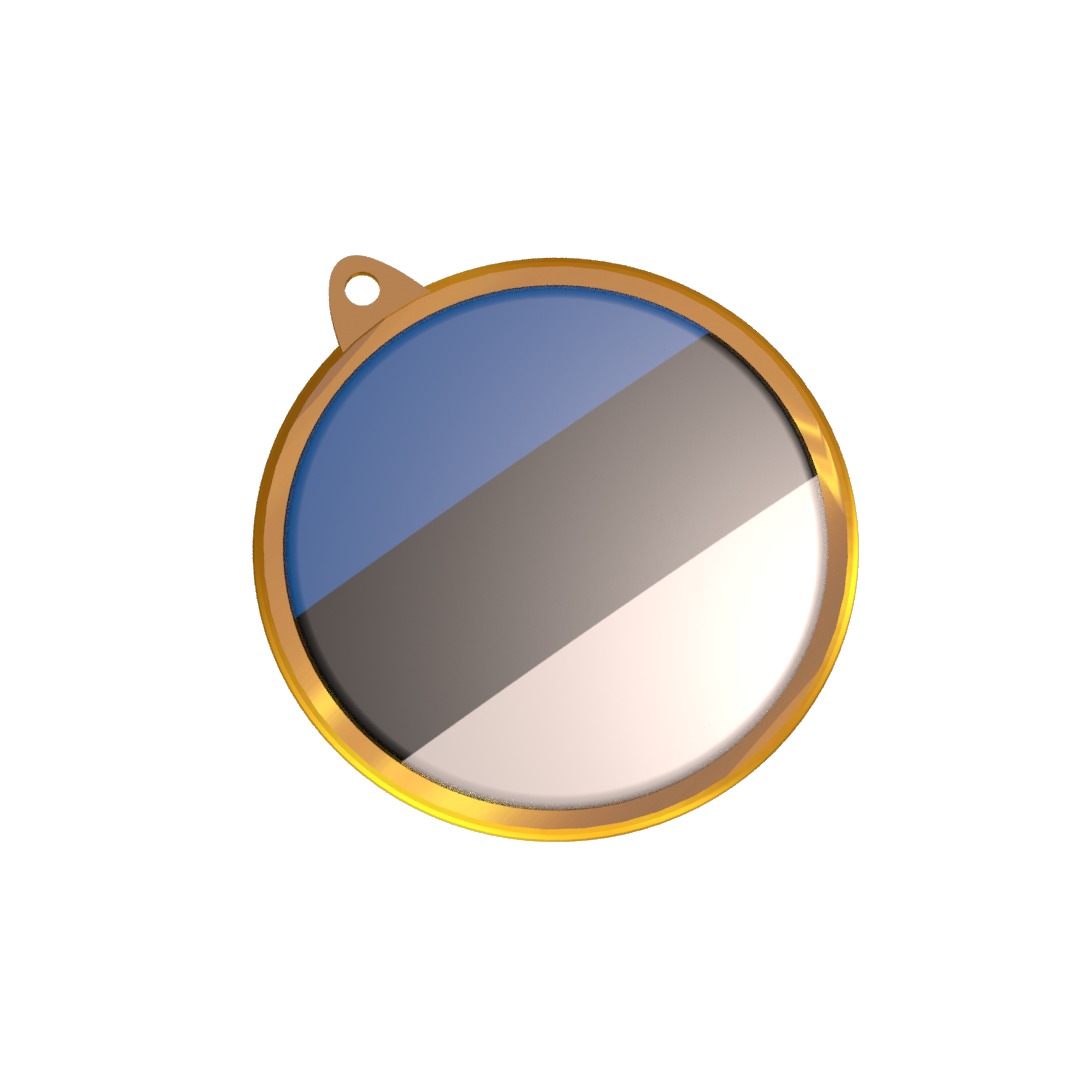 Estonia Flag Golden Medal Badge 3D model_1